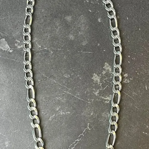 Cadena Figaro Acero Inoxidable Plateada - 6mm