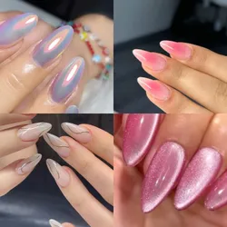 Esmaltado con efecto/cat eye/ baby boomer/ nail art simple