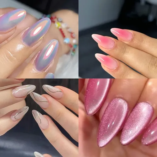 Esmaltado con efecto/cat eye/ baby boomer/ nail art simple