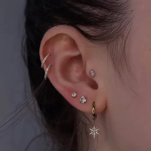 Tragus, Conch, Rook, forward helix, Daith, flat (cartílago)