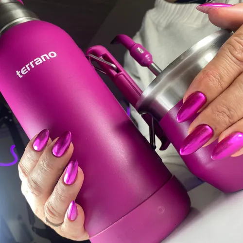 Soft gel con diseño (polvo cromo)